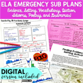 ELA Sub Plans for Middle School DIGITAL and PRINT