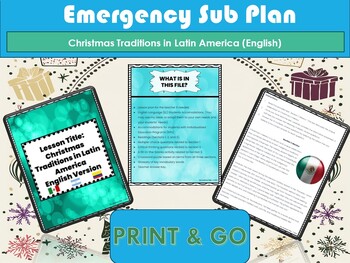 Preview of Emergency Sub Plan Christmas Traditions in Mex., Arg., and Col. (English)