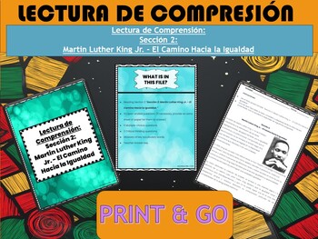 Preview of Spanish - Lectura de Comprensión - Martin Luther King Jr. Sección 2
