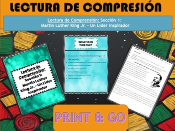Preview of Spanish - Lectura de Comprensión - Martin Luther King Jr. Sección 1