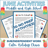 June Puzzles Activity Middle High School Independent Work 
