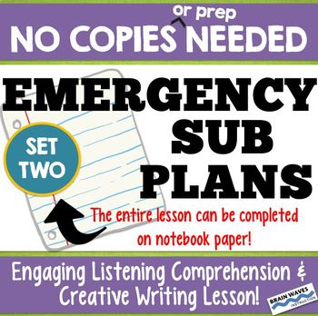 Preview of Emergency Sub Plan - No Copies Needed! Listening & Writing Lesson - SET TWO