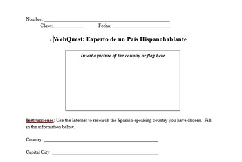 Preview of Emergency Sub Plan - Spanish Country WebQuest