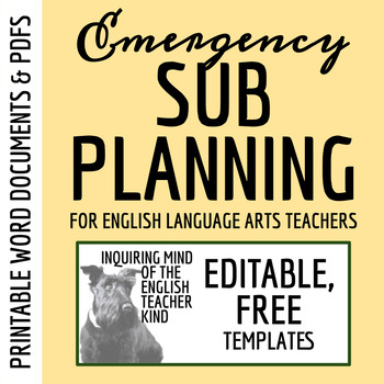 Preview of Emergency Sub Plan Templates for High School (Printables)