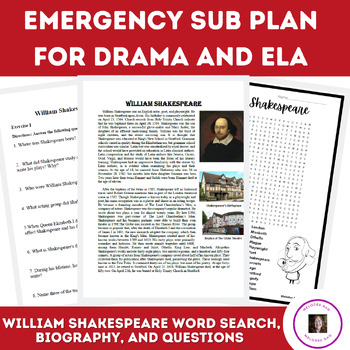 Preview of Emergency Sub Plan for English and Drama Teachers