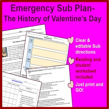 Preview of Emergency Sub Plan or Activity: History of Valentines Day