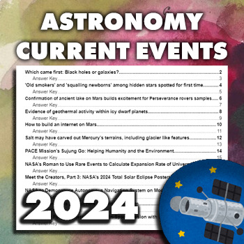 Preview of Emergency Sub Plans: 12 Astronomy 2024 Current Event Worksheets
