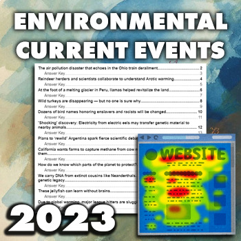 Preview of Emergency Sub Plans: 12 Environmental Science 2023 Current Event Worksheets