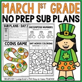 Emergency Sub Plans 1st Grade Review Worksheets for March 