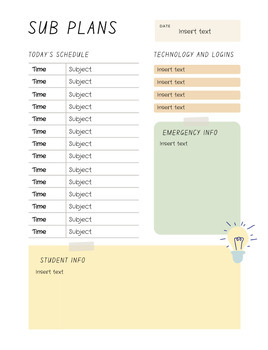 Preview of Emergency Sub Plans - 1st Grade - SPRING - Full day of worksheets - EDITABLE