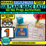 Emergency Sub Plans 1st Grade | Substitute Folder | Substitute Writing Activity
