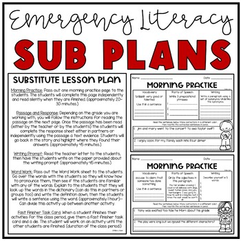 Preview of Emergency NO PREP Sub Plans 3rd, 4th, 5th Grade Worksheets