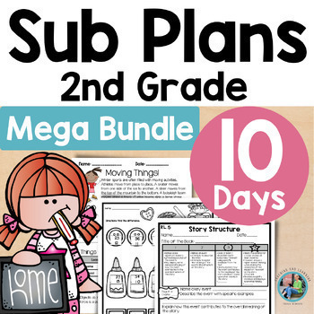 Preview of Sub Plans & Emergency Sub Plans 2nd Grade Substitute Plans 10 Day for Sub Binder