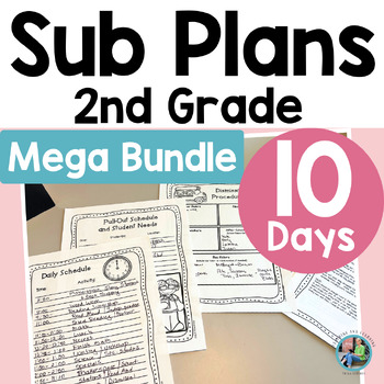 Preview of Sub Plans & Emergency Sub Plans 2nd Grade Substitute Plans 10 Day for Sub Binder