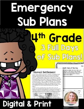 Preview of Distance Learning Emergency Sub Plans 4th Grade