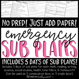Emergency Sub Plans- 5 days of all subject areas!