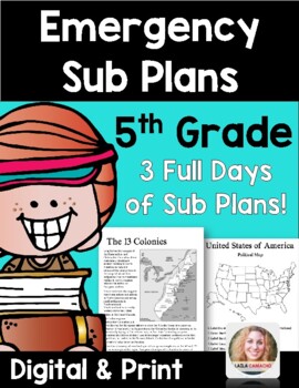 Preview of Distance Learning Emergency Sub Plans 5th Grade