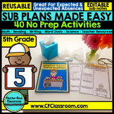 Emergency Sub Plans 5th Grade | Substitute Teacher Activities | Substitute Notes