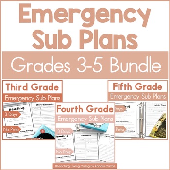 Preview of Emergency Sub Plans for Sub Tub or Sub Binder 3-5 BUNDLE