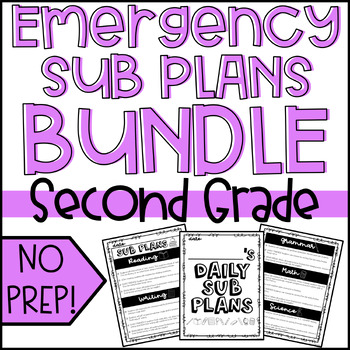 Preview of 2nd Grade Emergency Sub Plans Bundle | Print & Go | No Prep Sub Plans 2nd Grade