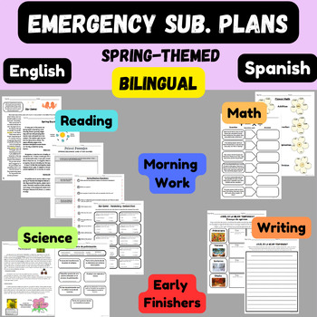 Preview of Emergency Sub Plans- Bilingual- Spring themed- English/Spanish