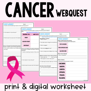Preview of Emergency Sub Plans: Cancer Webquest