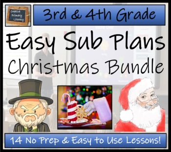 Preview of Emergency Sub Plans | Christmas Bundle | 3rd Grade & 4th Grade