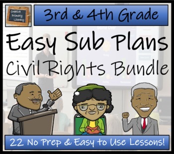Preview of Emergency Sub Plans | Civil Rights Bundle | 3rd Grade & 4th Grade