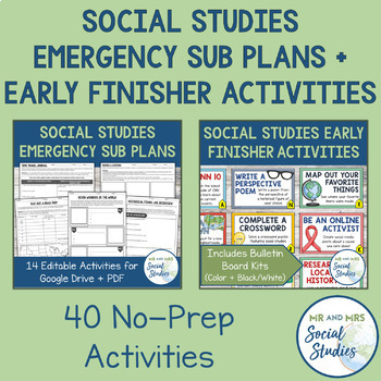 Preview of Emergency Sub Plans + Early Finishers Activity Bundle: 40 Activities Included