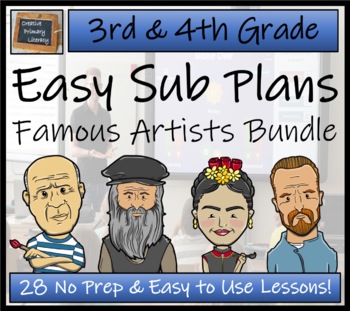 Preview of Emergency Sub Plans | Famous Artists Bundle | 3rd Grade & 4th Grade