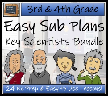 Preview of Emergency Sub Plans | Famous Scientists Bundle | 3rd Grade & 4th Grade