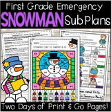 Emergency Sub Plans-First Grade Snowman Packet!