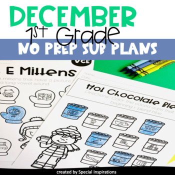 Preview of Emergency Sub Plans For 1st Grade (December Edition)