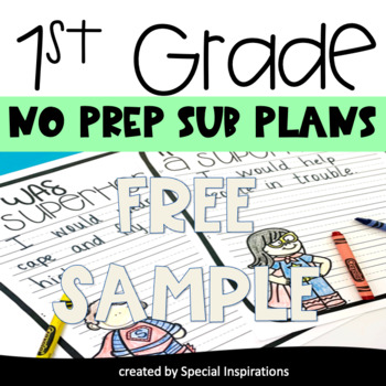 Preview of Emergency Sub Plans For 1st Grade (Free Sample)