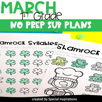 Emergency Sub Plans For 1st Grade (March) by Special Inspirations