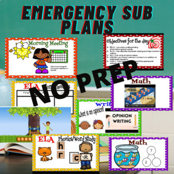 Preview of Emergency Sub Plans Full Day For First Grade - No Prep Ready To Go!