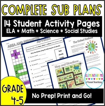 Preview of Emergency Sub Plans Grades 4 and 5 NO PREP