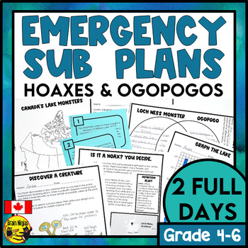 Preview of Emergency Sub Plans | Hoaxes and Ogopogos | For Canada | Grade 4 to 6