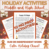 Emergency Sub Plans Holiday Activities for Middle or High 