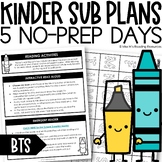 Sub Plans Kindergarten EDITABLE Emergency Substitute Plans