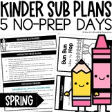 Sub Plans Kindergarten EDITABLE Emergency Substitute Plans