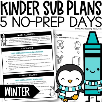 Preview of Sub Plans Kindergarten EDITABLE Emergency Substitute Plans Sub Plans Template