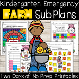 Emergency Sub Plans-Kindergarten Farm Day!