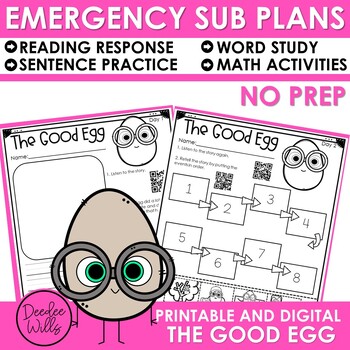 Preview of Emergency Sub Plans Kindergarten & First Grade The Good Egg Hands On Worksheets