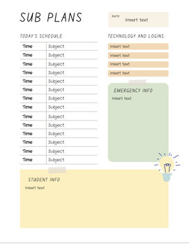 Preview of Emergency Sub Plans - Kindergarten - WINTER - Full day of worksheets - EDITABLE