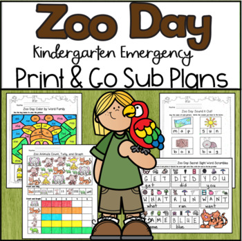 Preview of Emergency Sub Plans-Kindergarten Zoo Day!