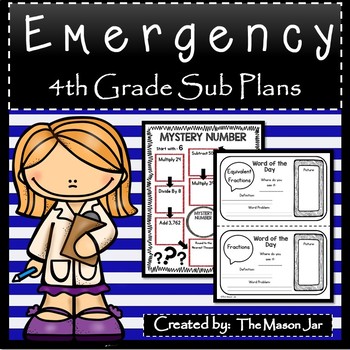 Preview of Emergency Sub Plans (Math 4th Grade) No Prep