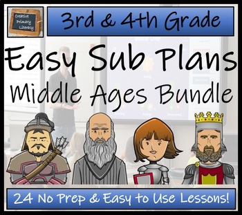 Preview of Emergency Sub Plans | Middle Ages Bundle | 3rd Grade & 4th Grade