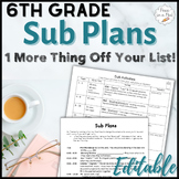 Emergency Sub Plans Middle School 6th Grade Substitute Tea