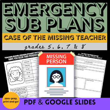 Preview of Emergency Sub Plans Middle School ELA Substitute Lesson Plans